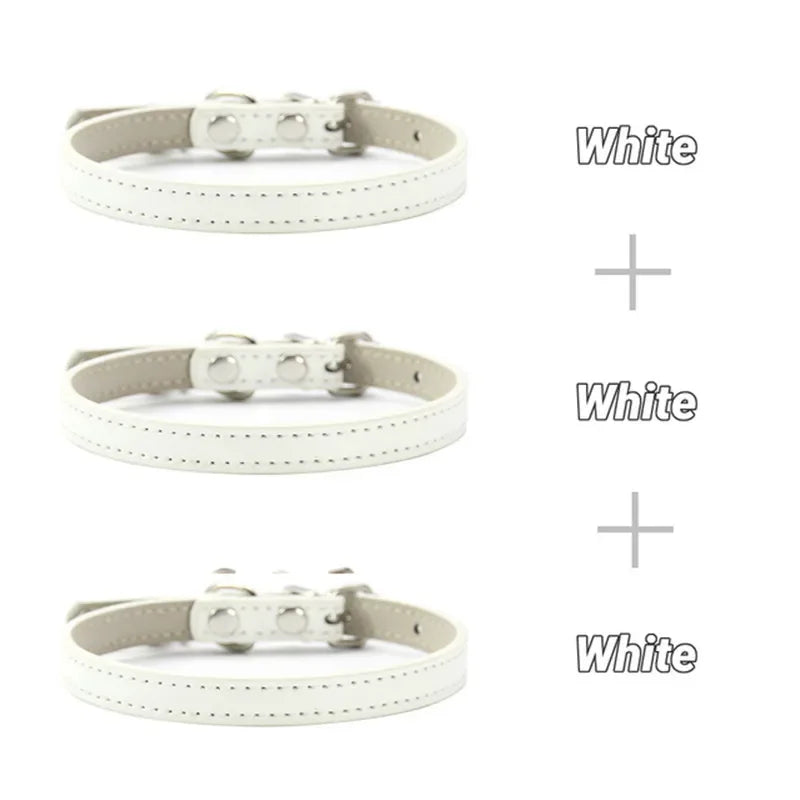 3 Pcs/Lot Soft PU Leather Cat Collar Solid - MyPetDollar.com