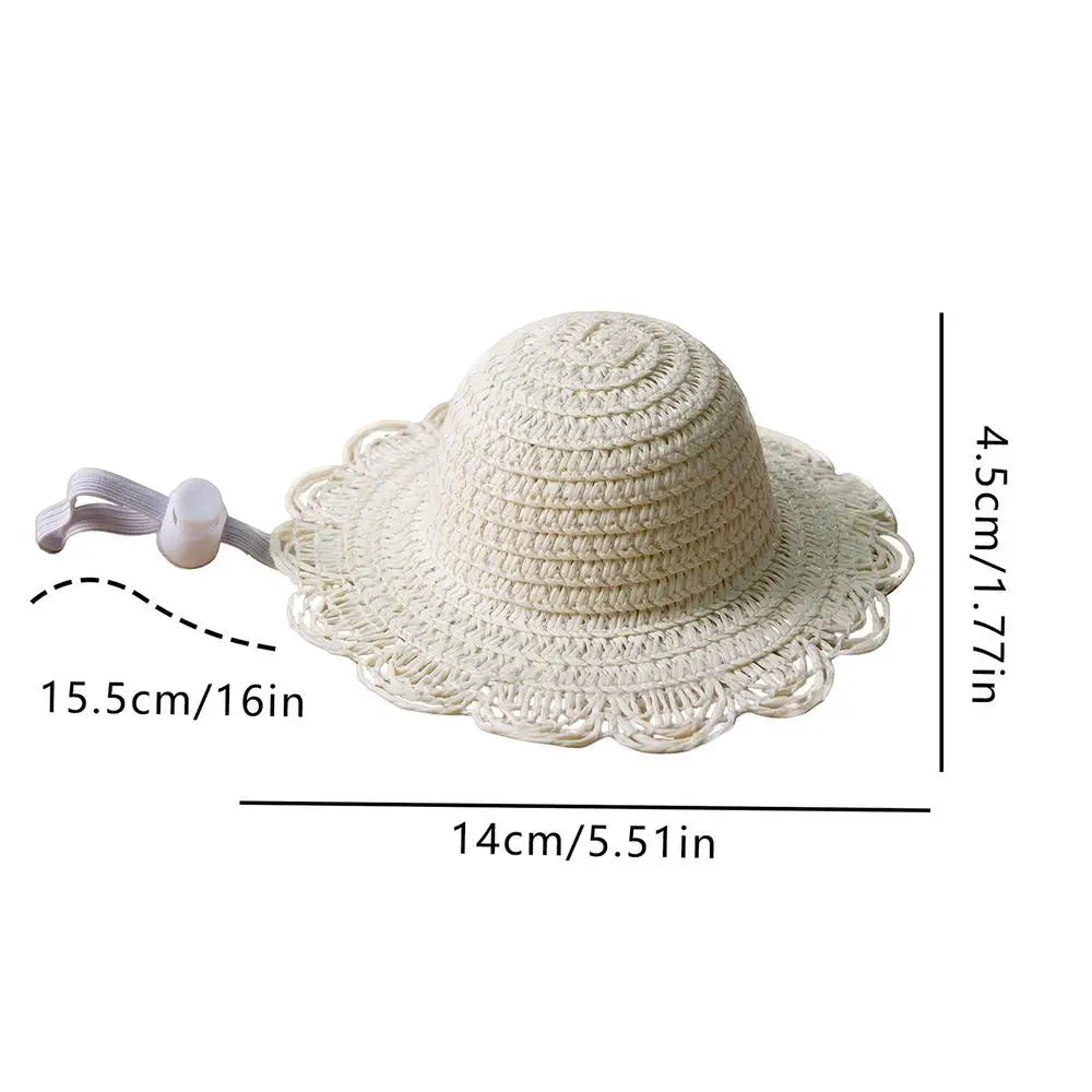 Dog Straw Hat Cute Adjustable Pet Woven – Dog Clothes & Costumes