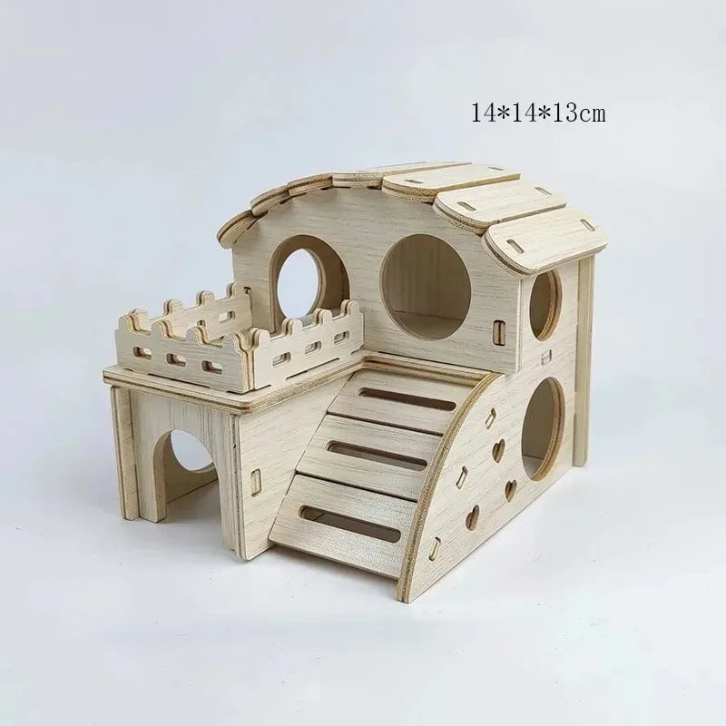 Wood Guinea Pig Sturdy Dwarf Hamsters House for Small Pets