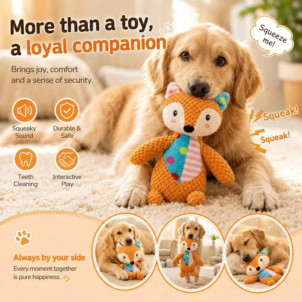 Durable Pet Plush Plaything with Squeaker Cat & Dog Puzzle, Soft