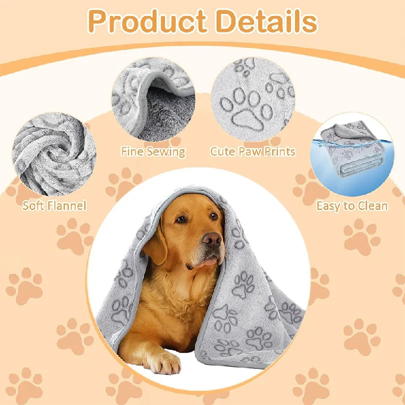 Cozy Plush Dog Paw Print Blanket - Soft - MyPetDollar.com
