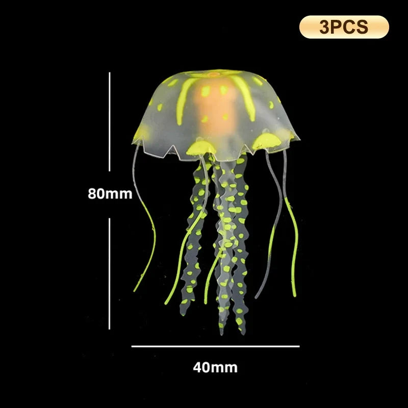3Pcs Glowing Silicone Jellyfish Aquarium - MyPetDollar.com