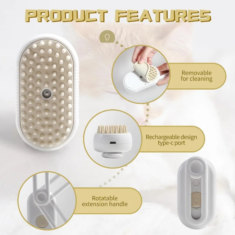 3in1 Steam Brush Steam Cats Comb Water Steam - MyPetDollar.com