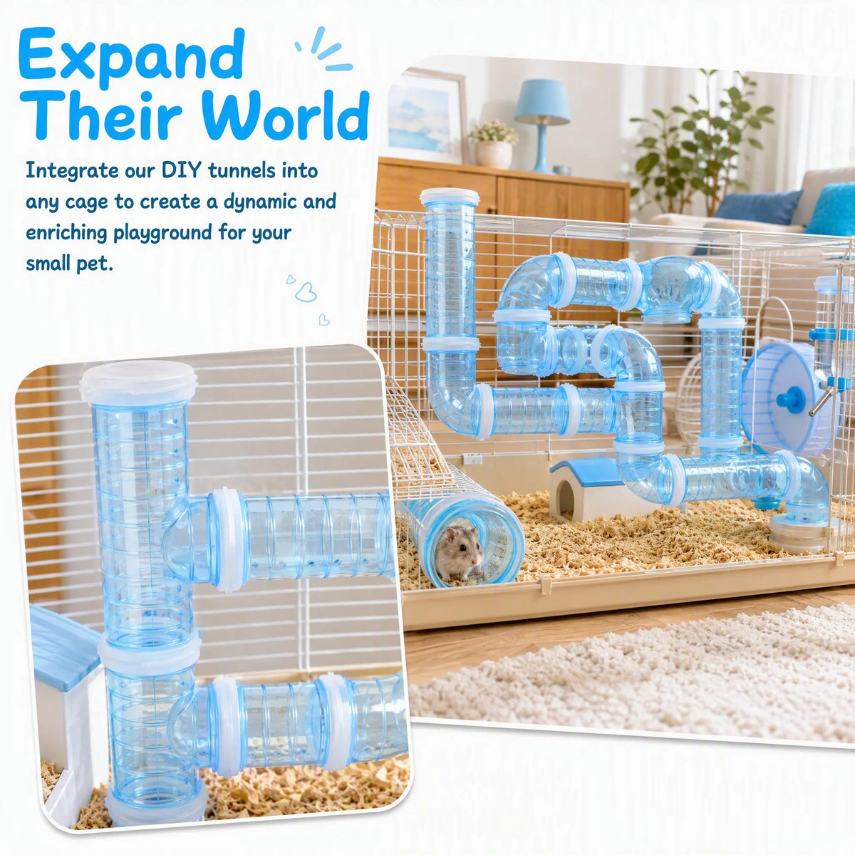 1Set Hamster Cage Tunnel Thickened Plastic - MyPetDollar.com