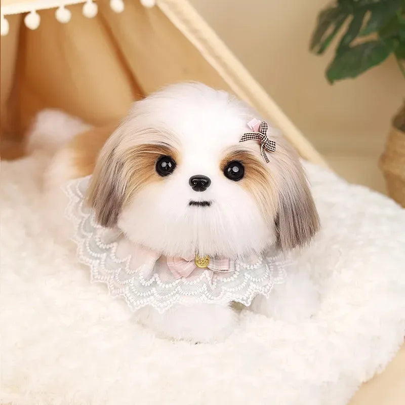 Lifelike Simulation Shih Tzu Stuffed Animal Soft Fluffy Puppy – Dog Supplies