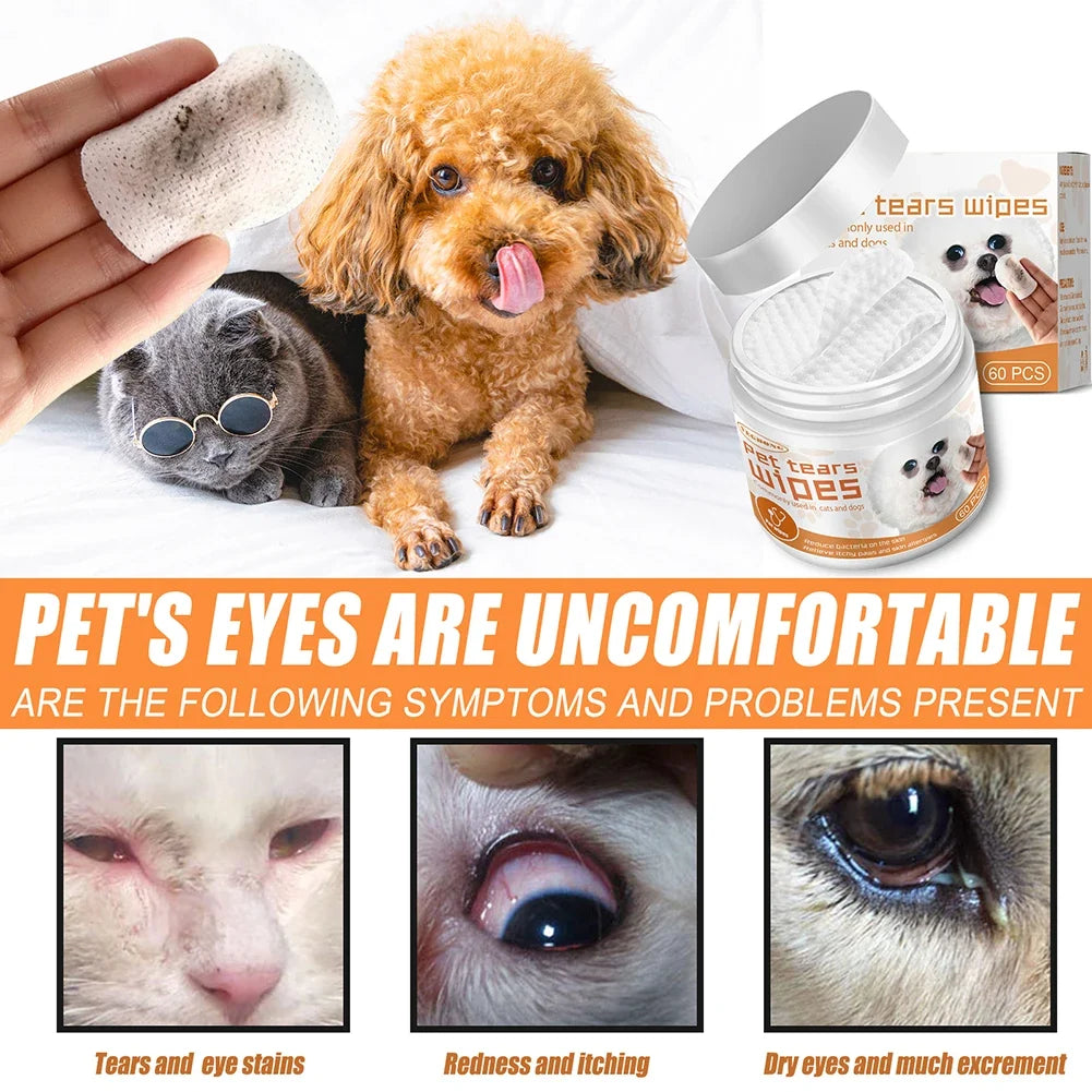 60pcs/set Eye Wet Wipes Universal Disposable - MyPetDollar.com