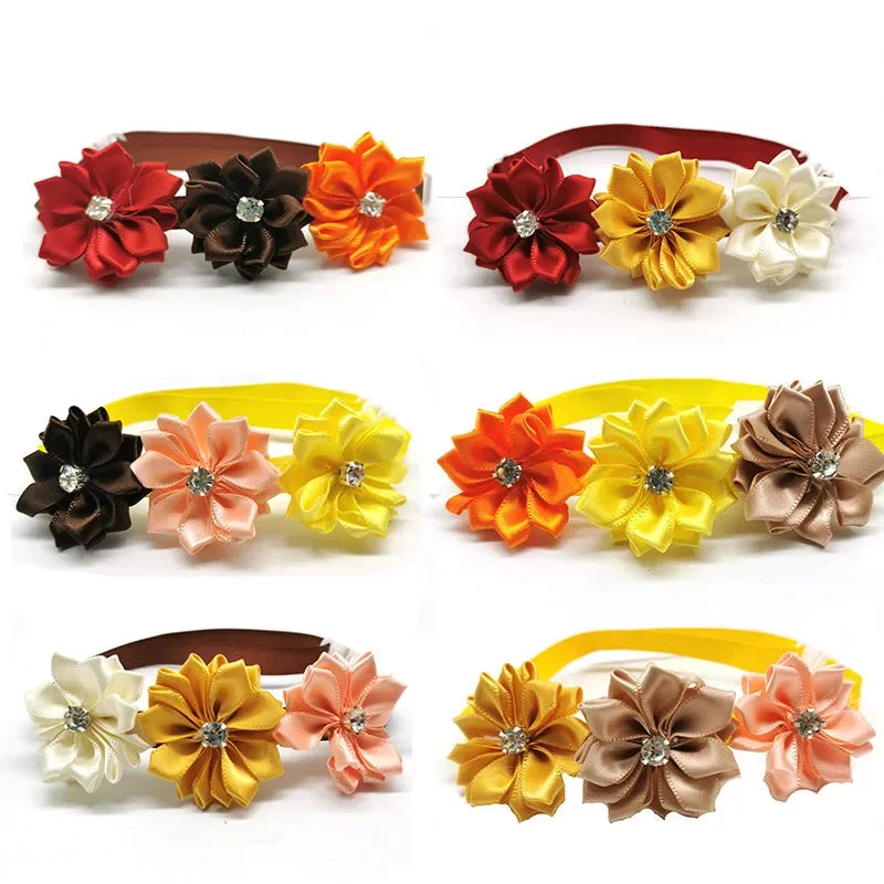 50pcs Thanksgiving Pet Flower Bow Tie - MyPetDollar.com