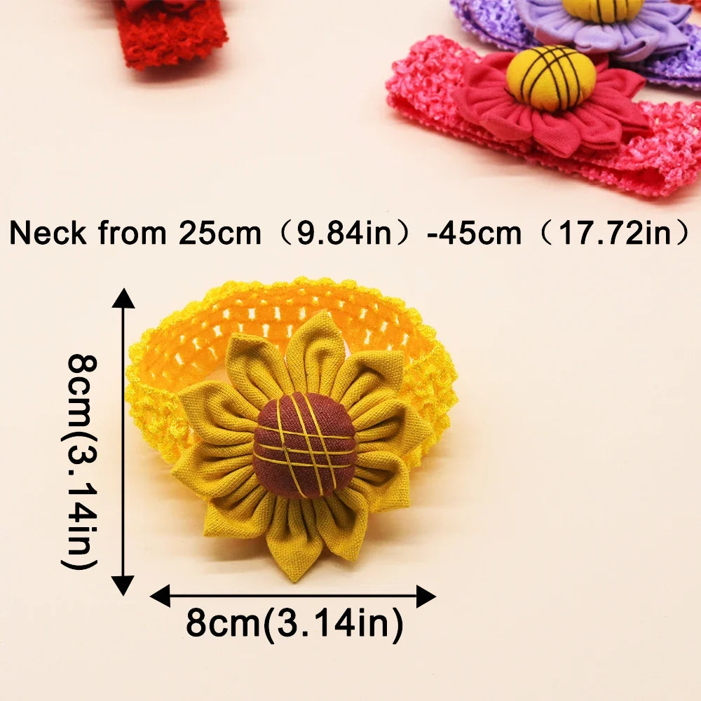 30/50 Cute Sunflower Knit Pet Collar Soft - MyPetDollar.com