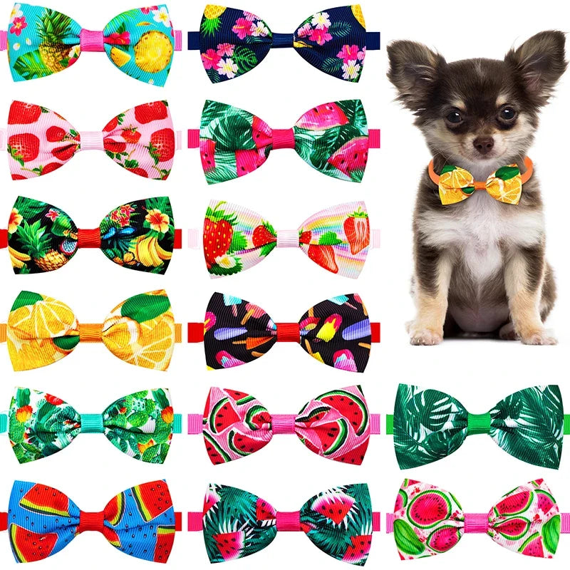50 Small Dog Accessories Bowtie Bows – 5 Colors