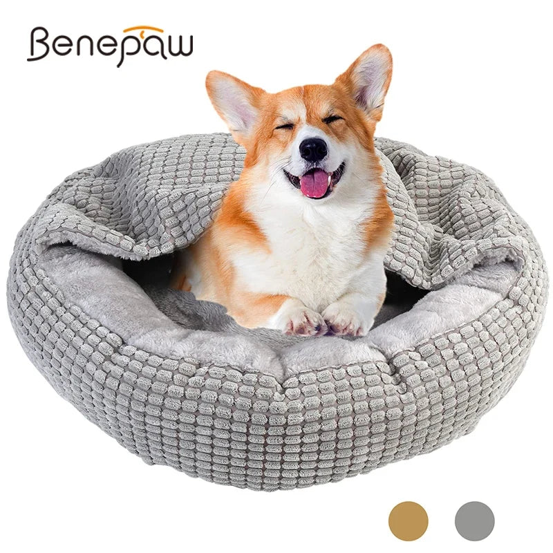 Benepaw Cozy Dog Bed Hooded Fluffy - MyPetDollar.com