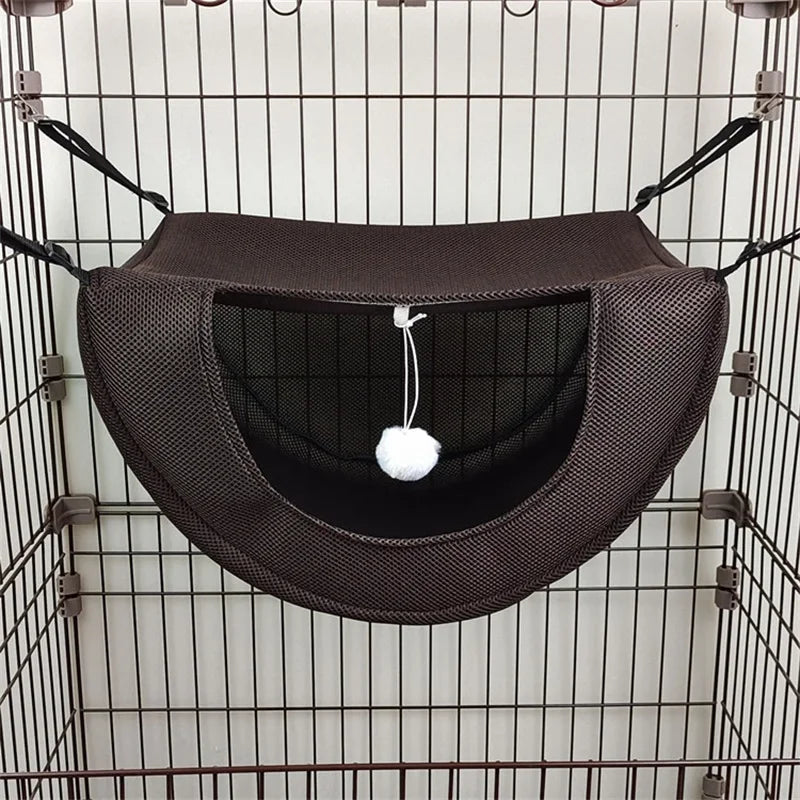 Washable Cat Hammock Pet Cage Hanging Bed Breathable Mesh Cozy Kitten – 2 Sizes