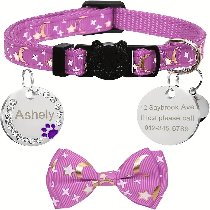 Personalized Cat Collar Pendant ID Engraving Name Tag