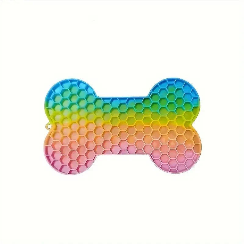 Bone Shape Silicone Licking Pad Dog Peanut Butter Slow Food – 11 Colors