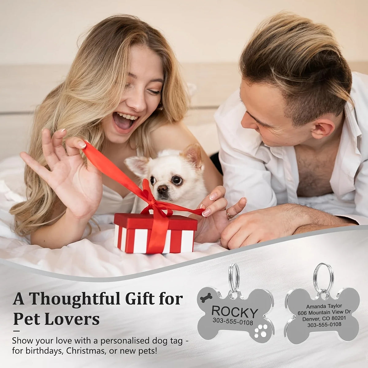 Customized Bone Shape Pet Surname Tag, - MyPetDollar.com