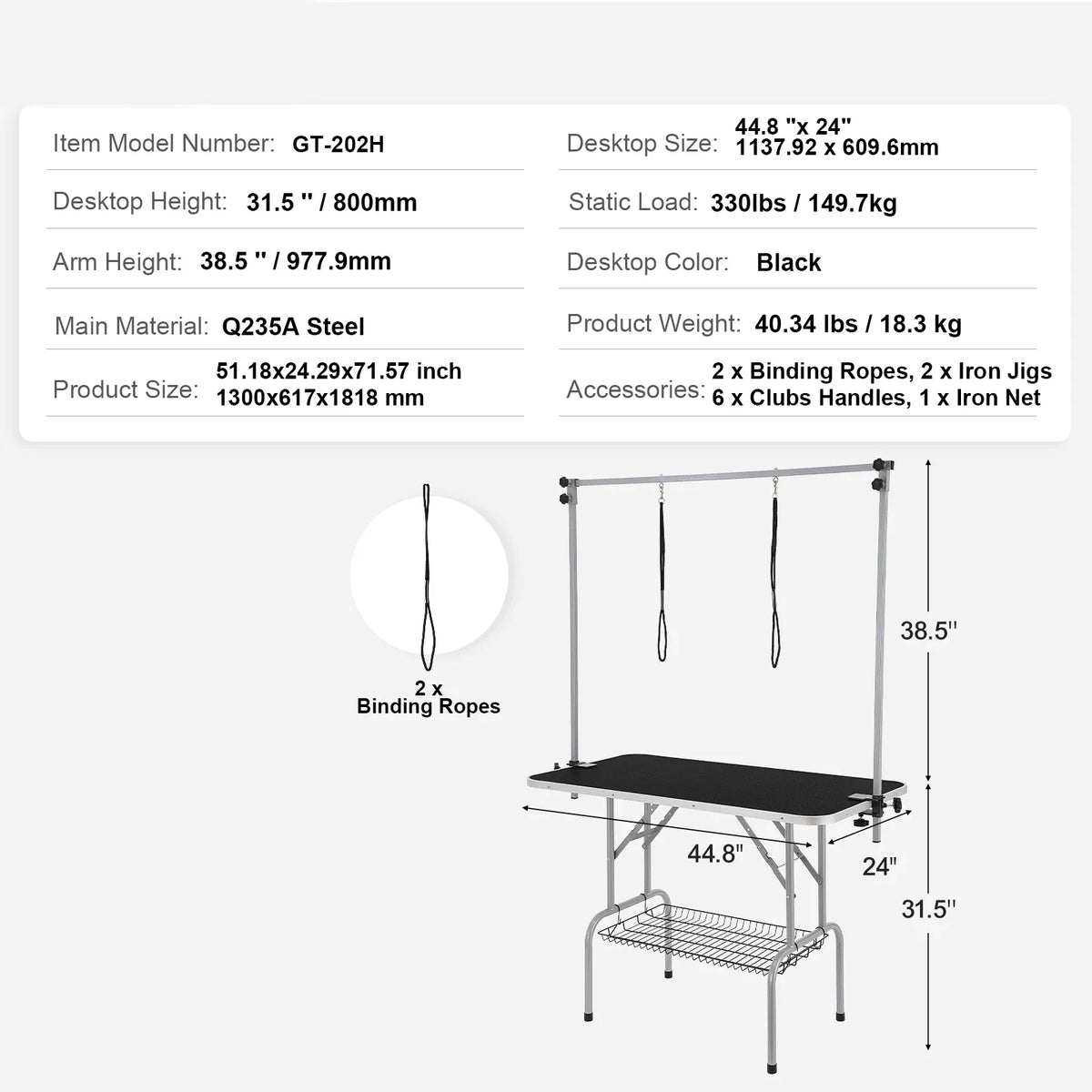 SucceBuy Pet Grooming Table Two Arms w/ - MyPetDollar.com