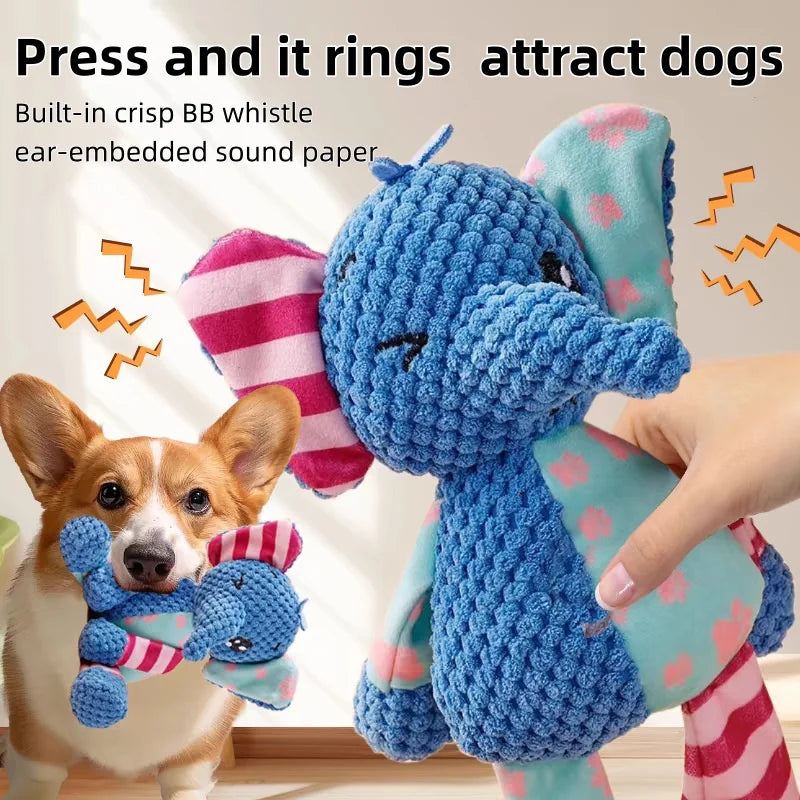 Plush Dog Chew Toy Cute Fox Elephant Squeaky - MyPetDollar.com