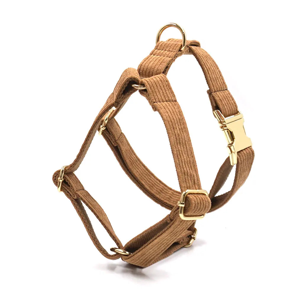 Brown Corduroy Dog Harness and Leash Set - MyPetDollar.com