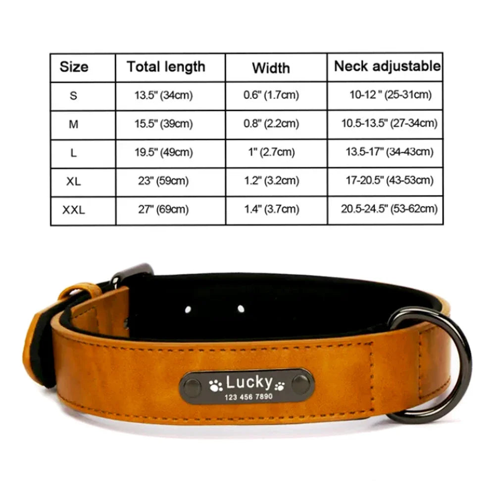 Engrave Name Dog Collar Leather Personalized - MyPetDollar.com