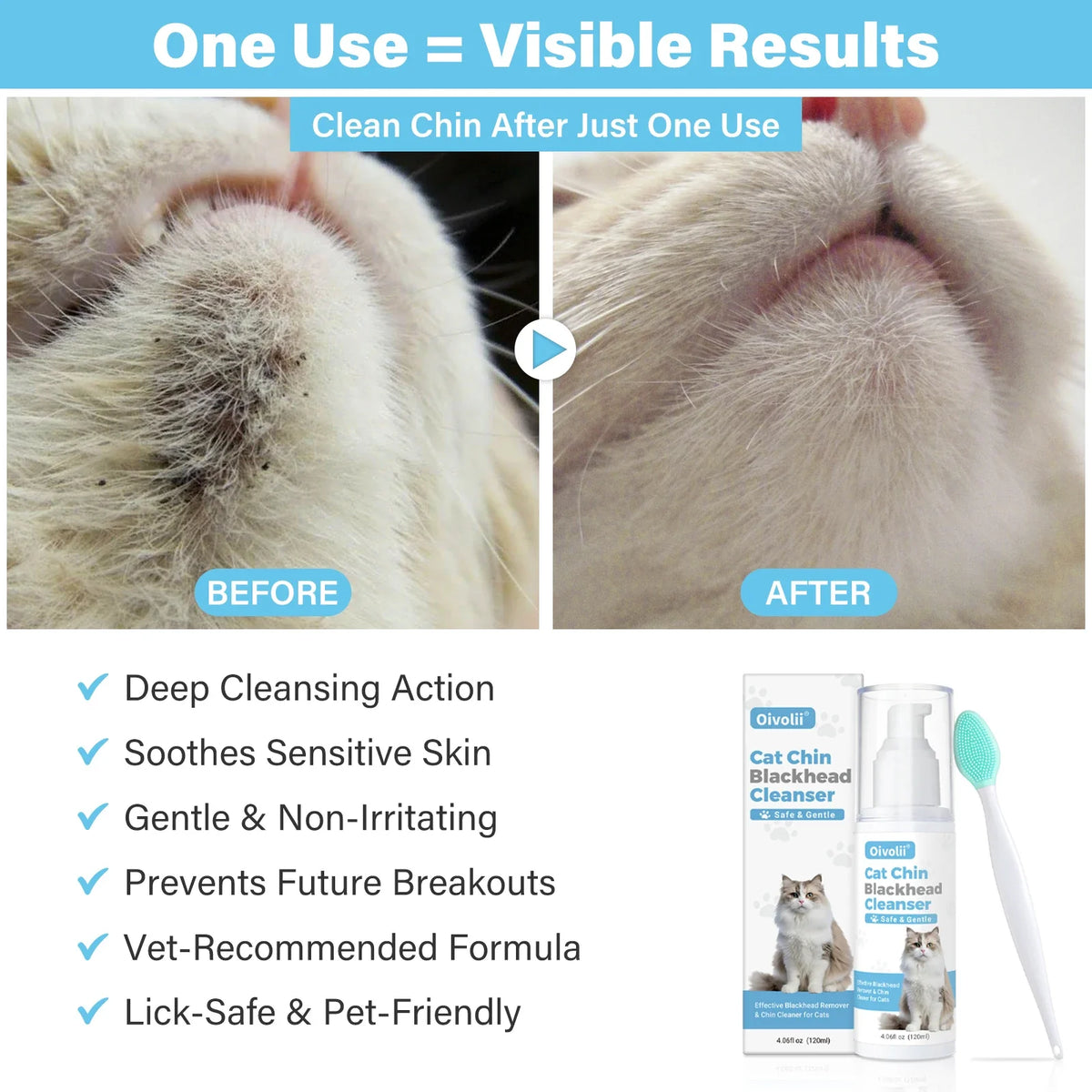 Cat Chin Cleaner 120ml Pet Chin Acne - MyPetDollar.com