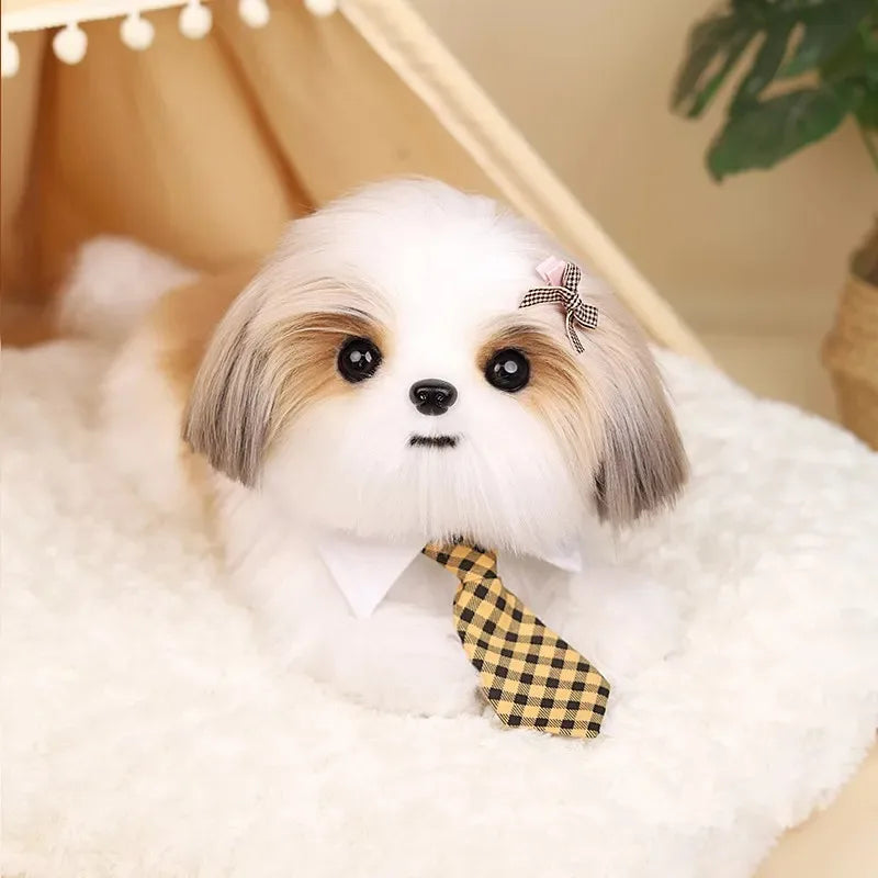 Lifelike Simulation Shih Tzu Stuffed Animal Soft Fluffy Puppy – Dog Supplies