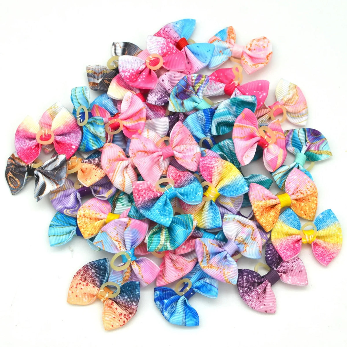 Rubber Dog Grooming Hair Bows Mix Colours Small Accessories