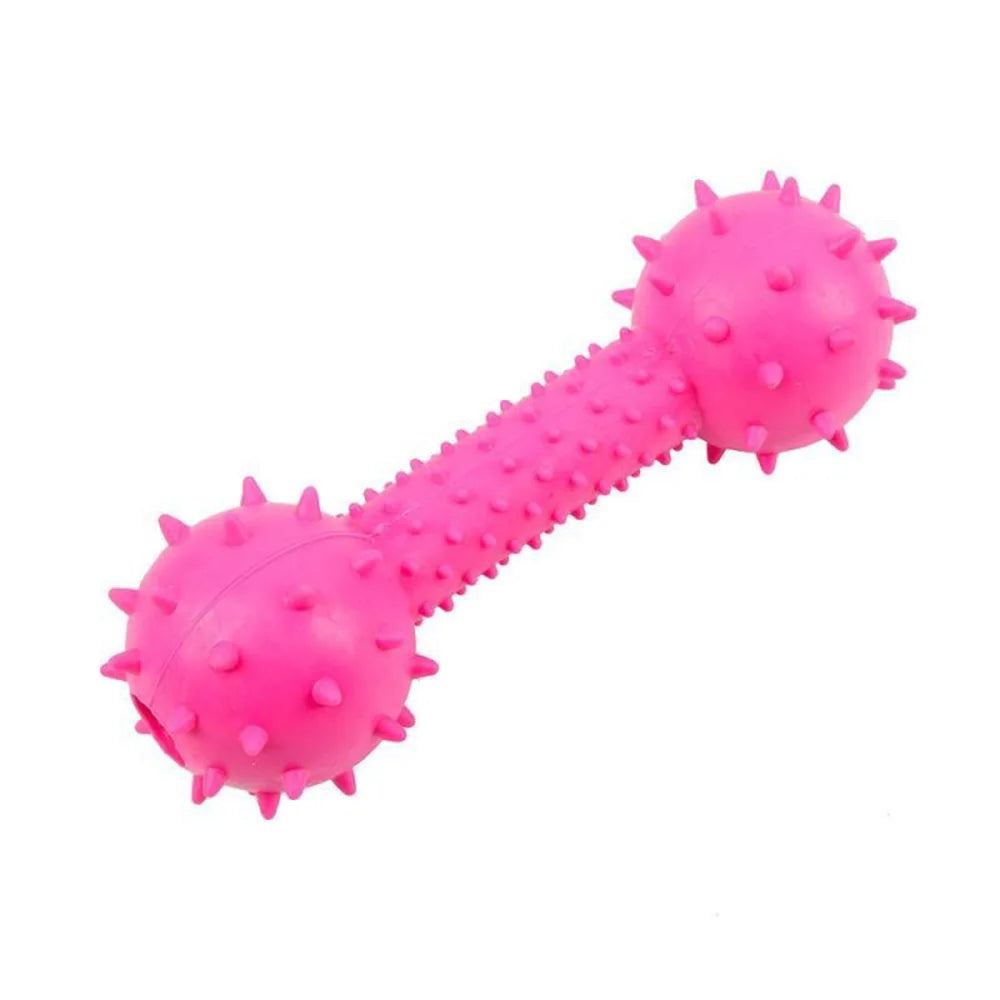 Interactive Puppy Squeaky Plaything Barbell, Teeth Cleaning Chew Stick, Durable
