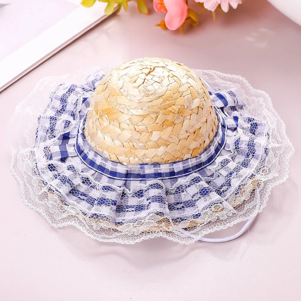 Adjustable Pet Straw Hat Wide Brim Sun - MyPetDollar.com