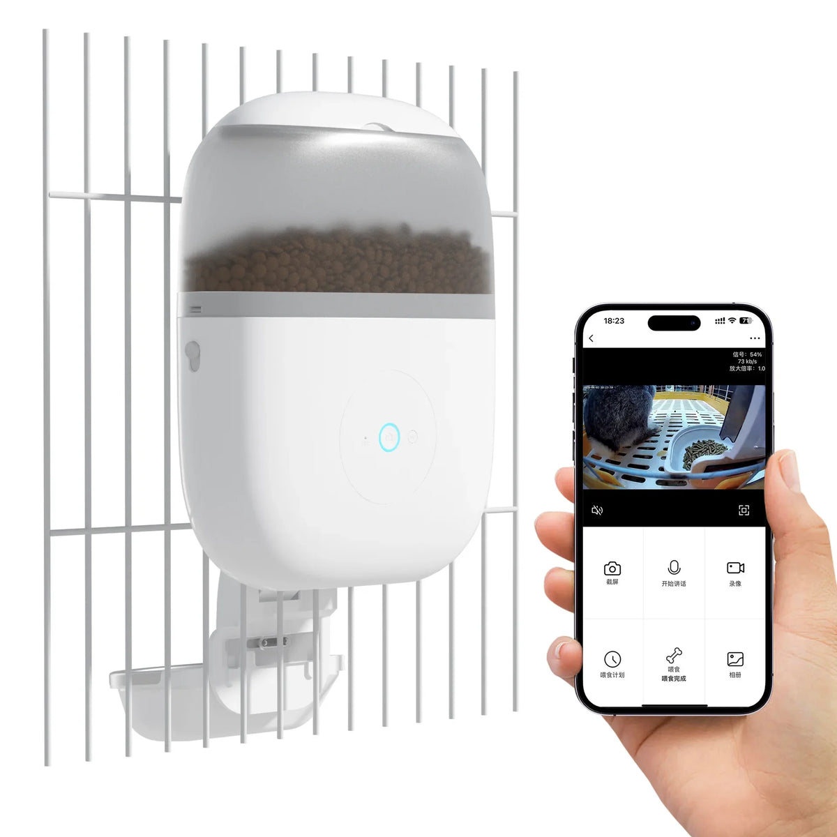Cage Mounted Intelligent Timing Rabbit Food Feeder