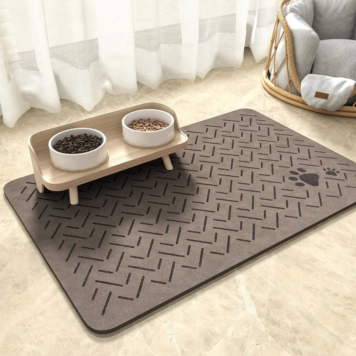 Rubber Absorbent Pet Feeding Pad-no Stains Quick Dry Dog Mat