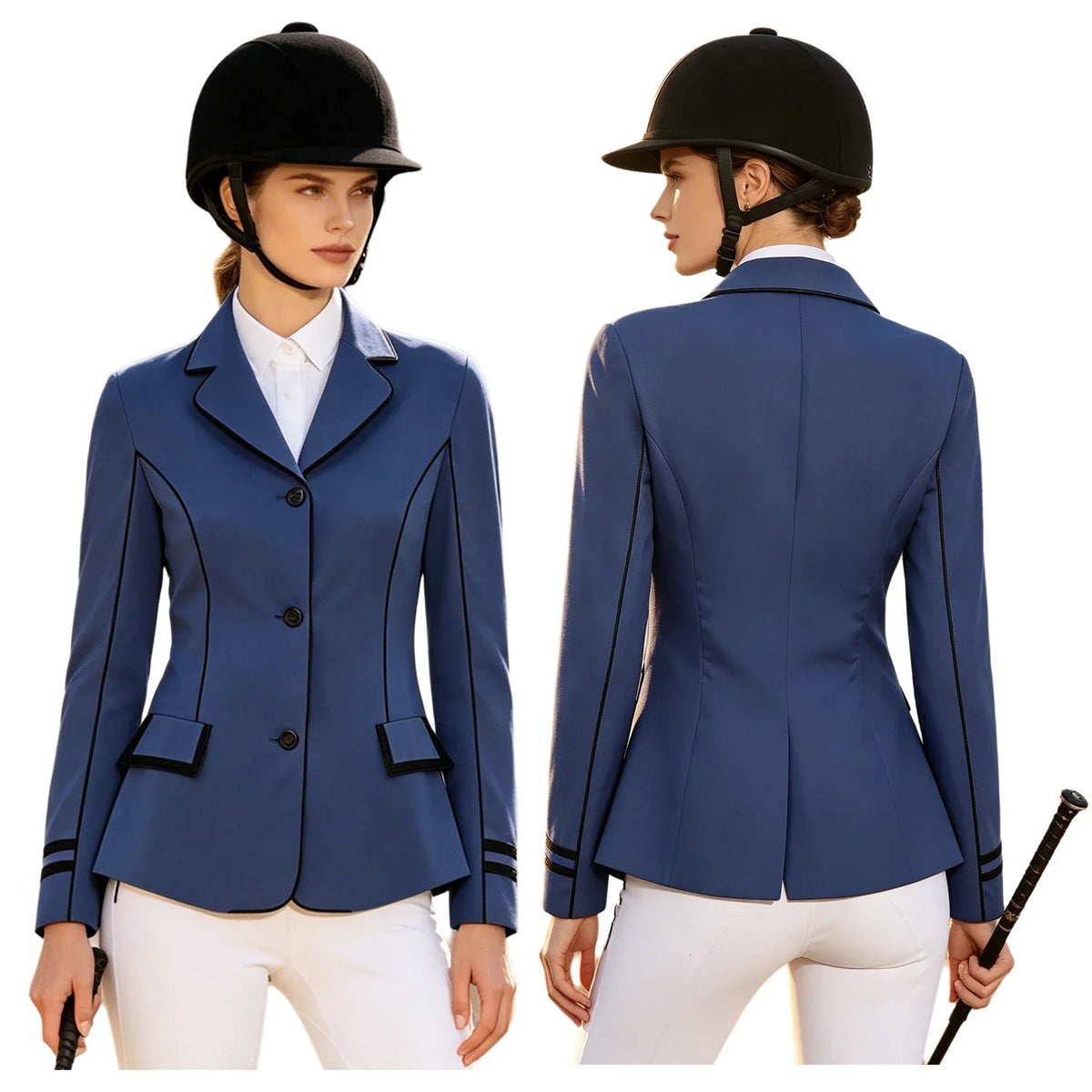 Women Contrast Trim Horse Riding Jacket - MyPetDollar.com