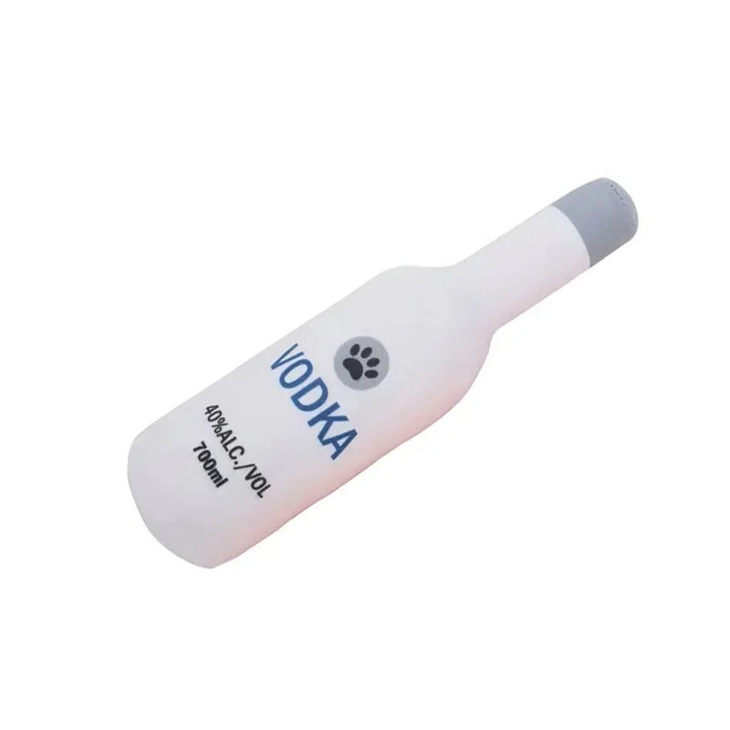 Funny Plush Dog Toys Beer Bottle Shaped Small Large Squeak, Interactive