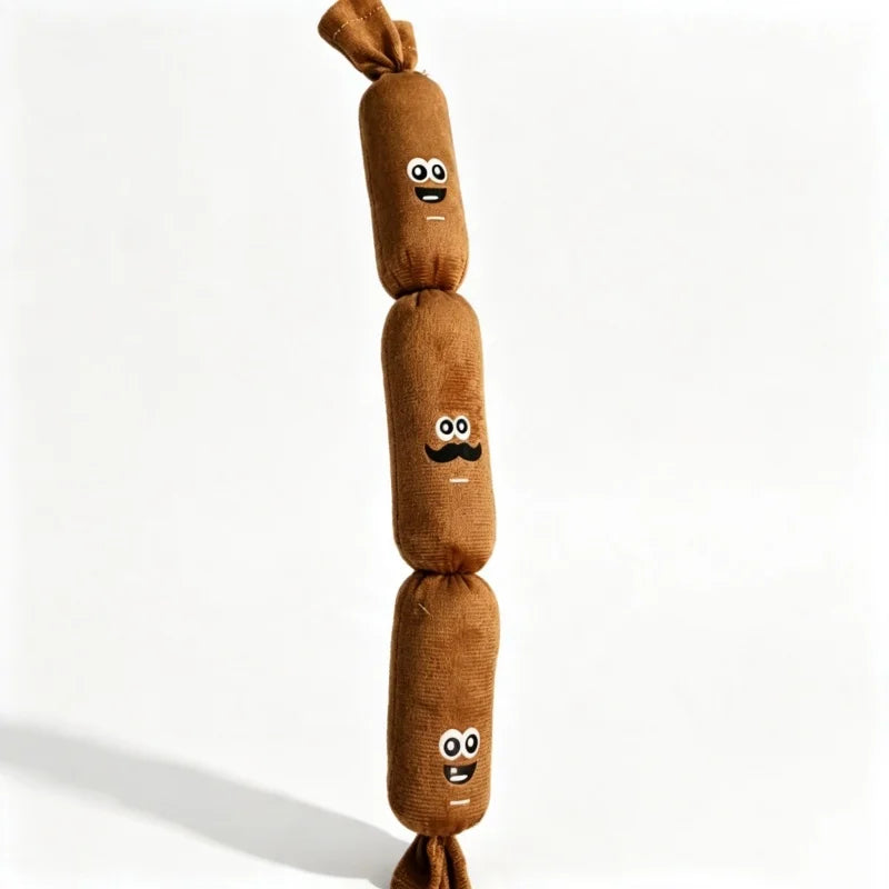 Sausage Shape Plush Dog Squeaky Toy Cute Emoji Bb Squeaker Pet