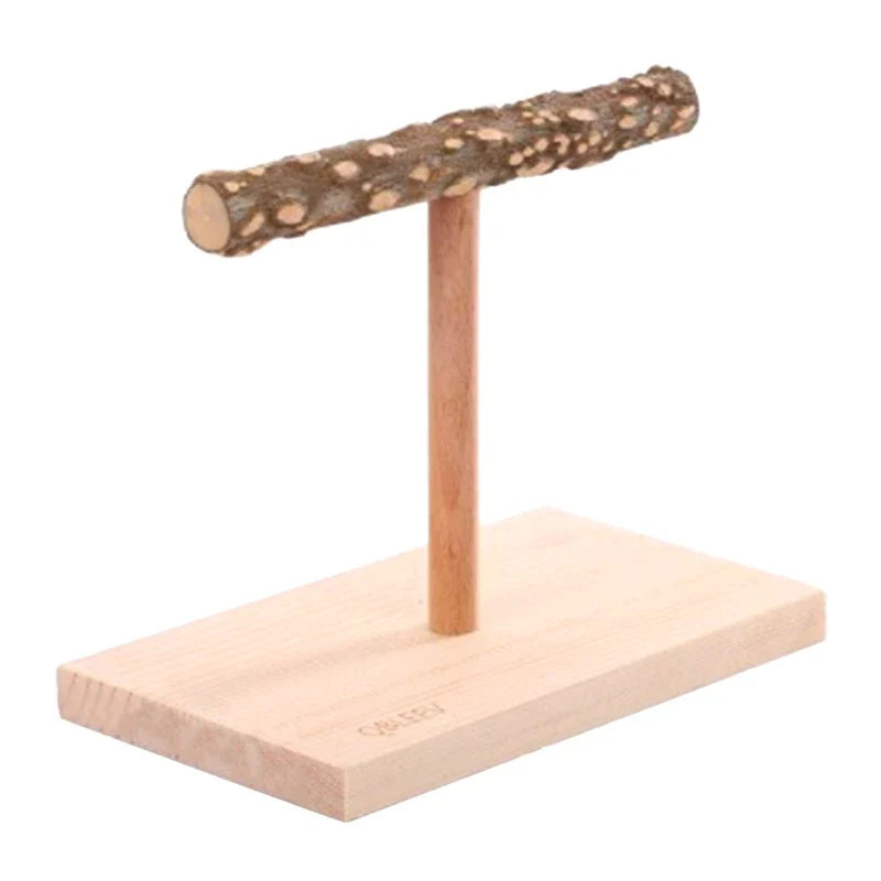 Bird Perch Table Stand Natural Wood Branch T Shape Bar – 2 Colors