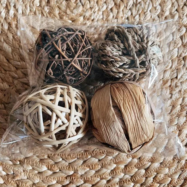 4 Chewing Braided Ball Guinea Pig Rabbit Hamster Small Animal – 4 Colors