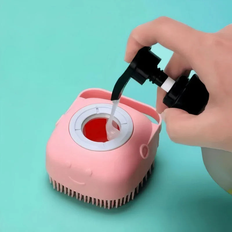 Silicone Pet Bath Massage Brush with Shampoo