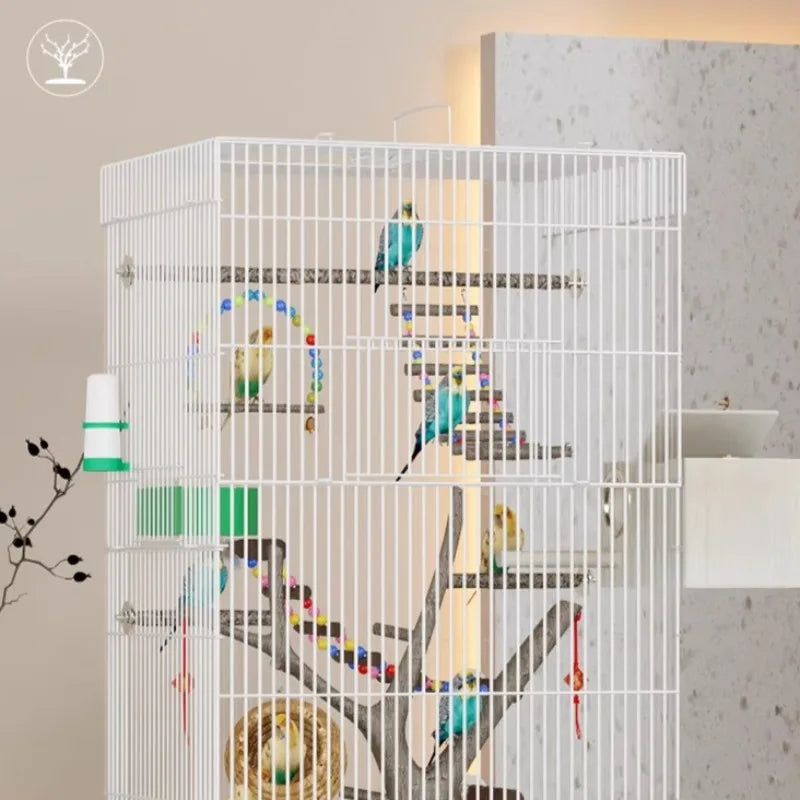 Large Vertical Bird Cage with Natural Wood - MyPetDollar.com
