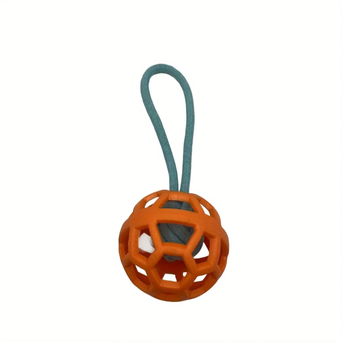 Durable Hollow TPR Dog Chew Ball with Braided Rope – Dog Supplies