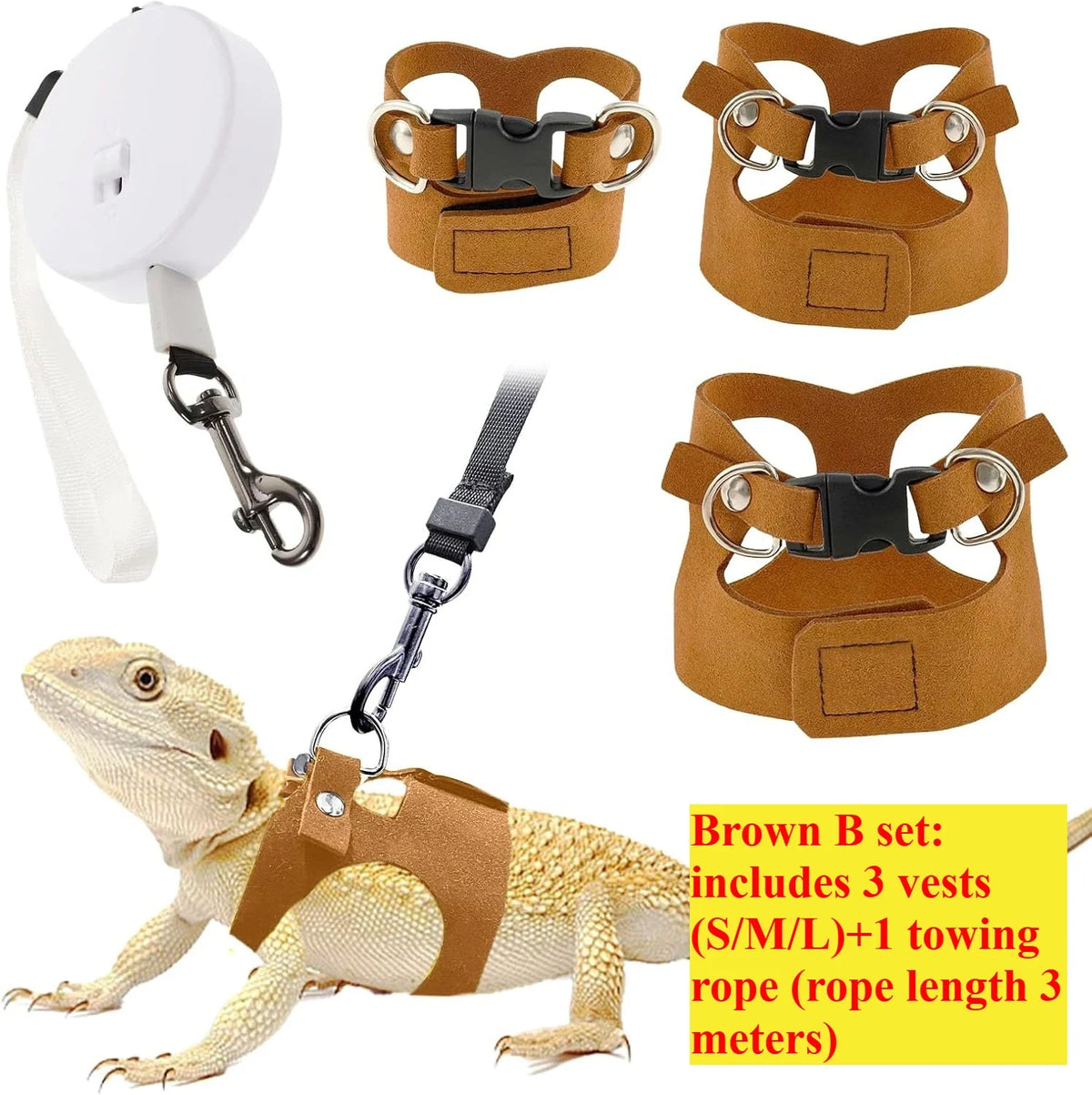 Adjustable Soft Leather Vest for Bearded Dragons Includes for Reptiles