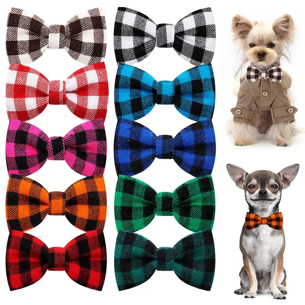 Bulk Dog Collar Bowtie Cotton Sliding Pet Bow