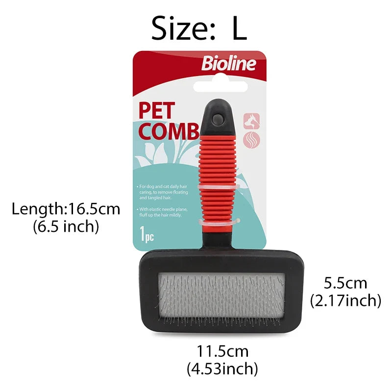 Bioline Self Cleaning Slicker Grooming Brush Dog & Cat Bunny Pet