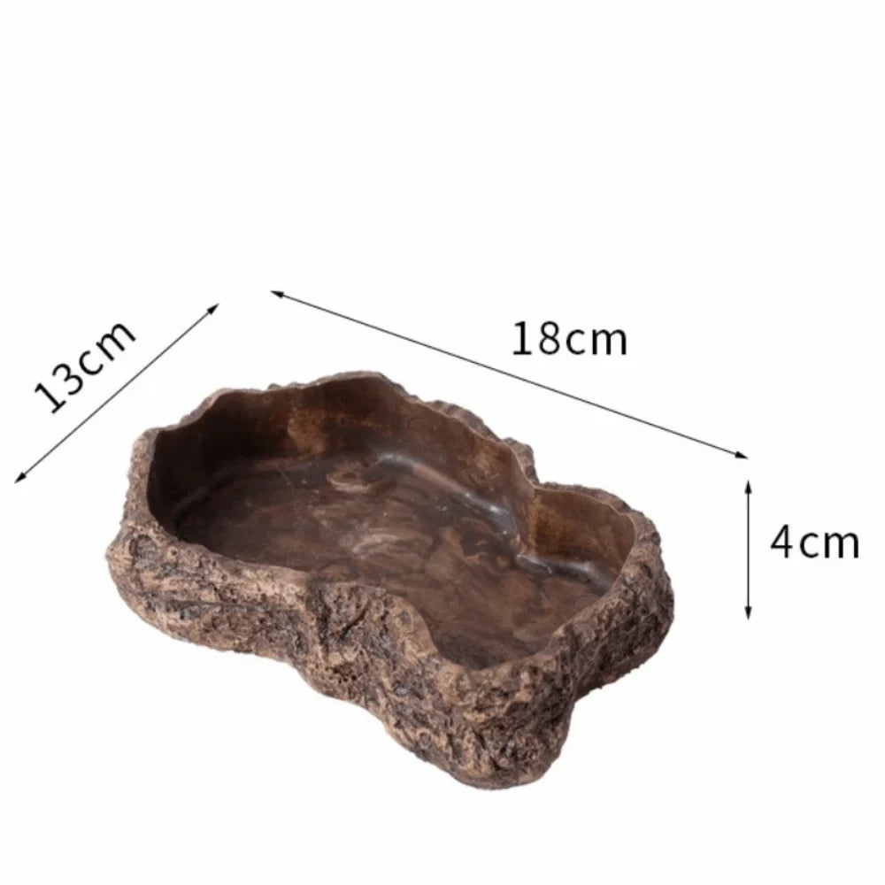 Simulated Rock Reptile Food Dish Multiple Size Anti Slip Base – 9 Colors