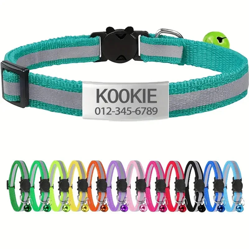 13 Colors Custom Engraved Reflective Cat - MyPetDollar.com