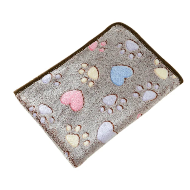 Coral Fleece Pet Blanket Warm Paw Print Dog - MyPetDollar.com