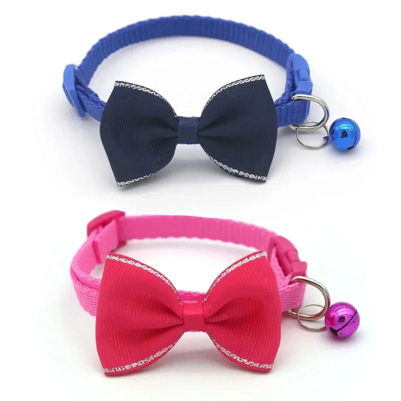 Adjustable Cat Collar Solid Color Bowknot Puppy Chihuahua