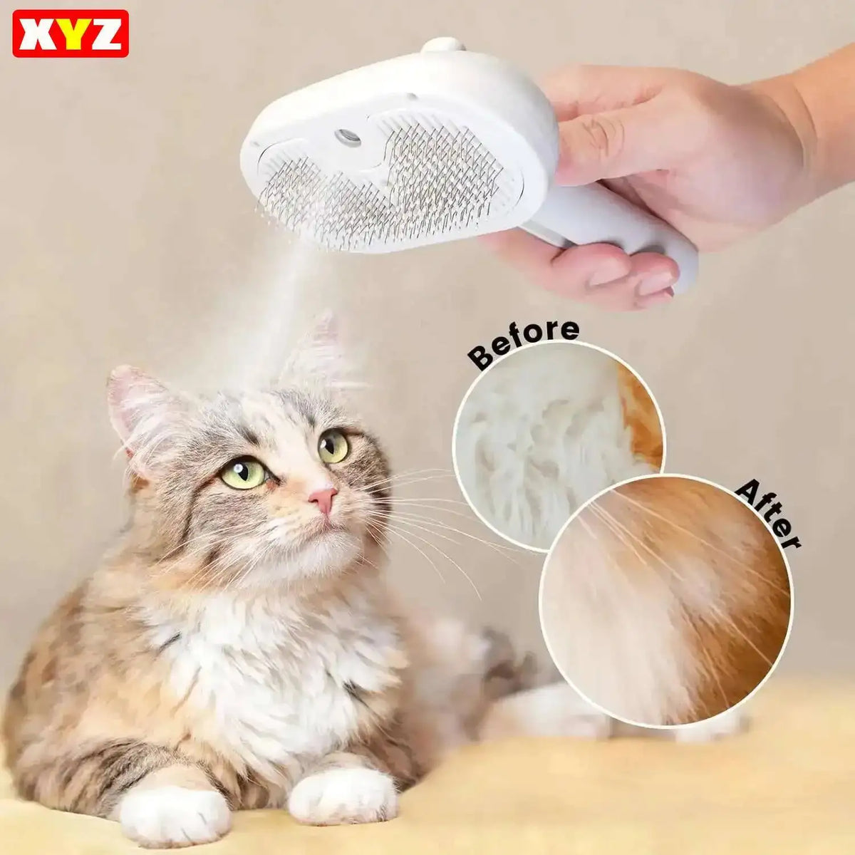 Steamy Dog Brush Electric Spray Cat Hair - MyPetDollar.com