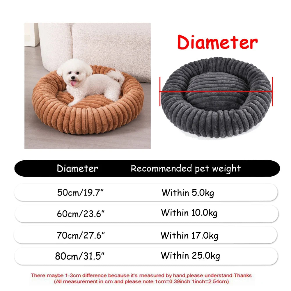 Round Dog Bed Winter Warm Cat Bed Plush - MyPetDollar.com