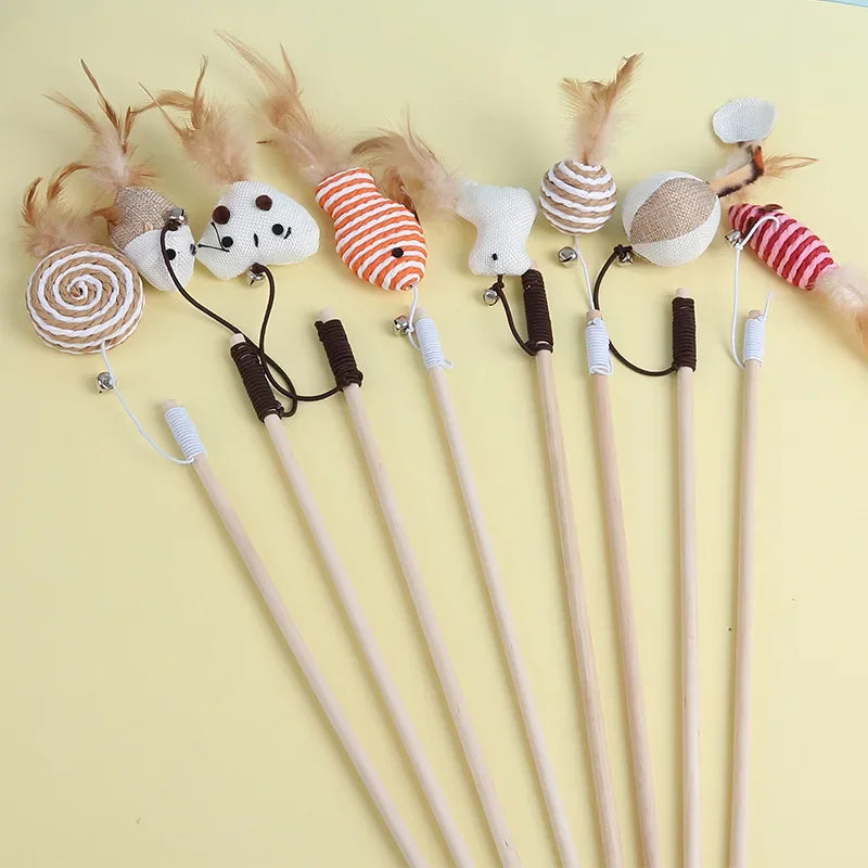 New Mouse Wooden Teasing Cat Rod Cat Toy Pet - MyPetDollar.com