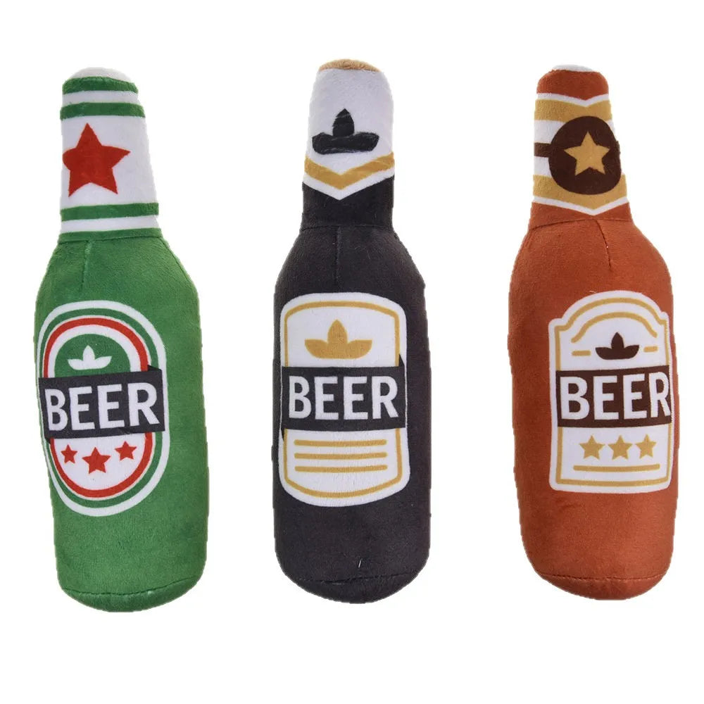 Plush Dog Toys Beer Bottle Shaped for Small - MyPetDollar.com