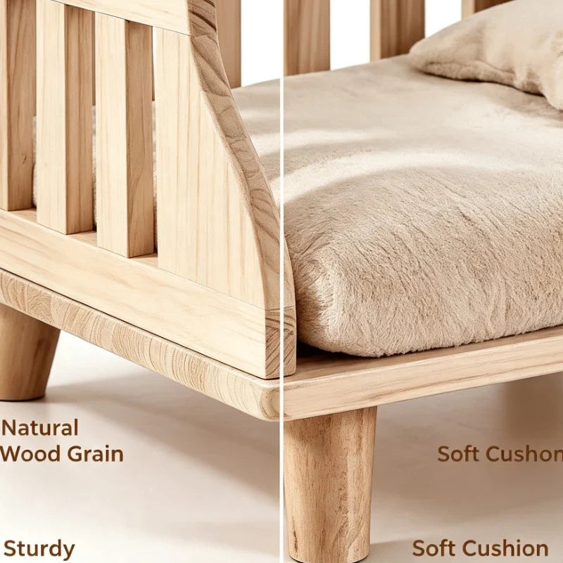 Solid Wood Pet Bed Elevated Dog Cat Sofa - MyPetDollar.com