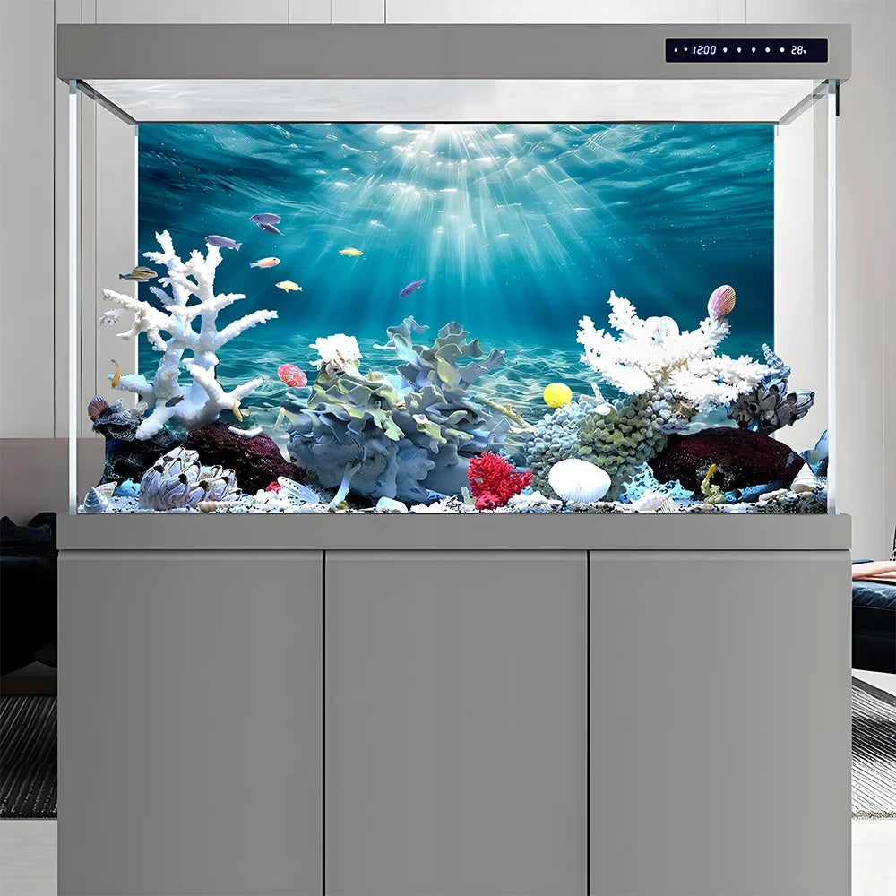 Blue Ocean Beach, Fish Tank Background - MyPetDollar.com